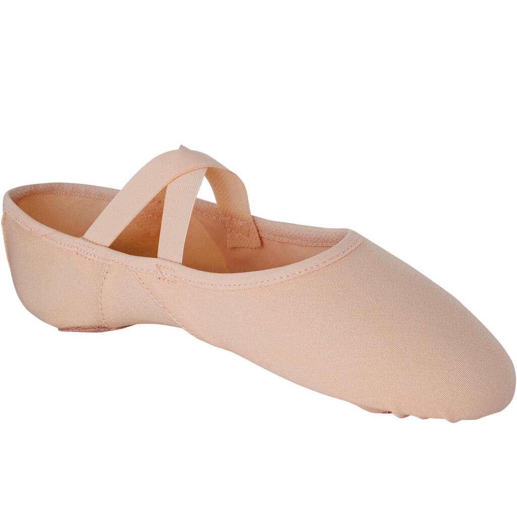 Demi-pointes de danse classique bi-semelles en toile femme, saumon