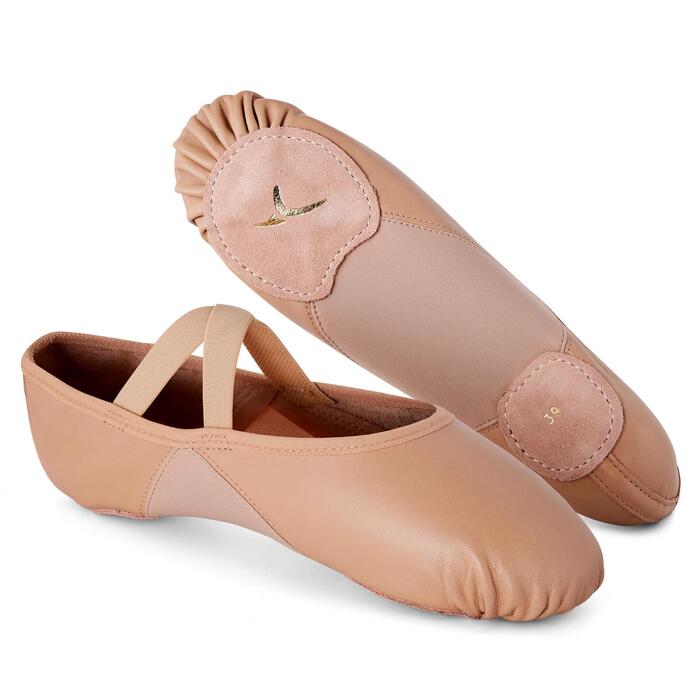 Domyos Balletschoenen leren demipointes met splitzool beige maat 2840