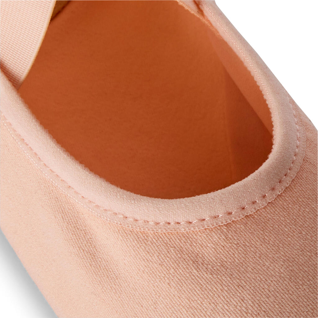 Demi-pointes de danse classique bi-semelles en toile femme, saumon