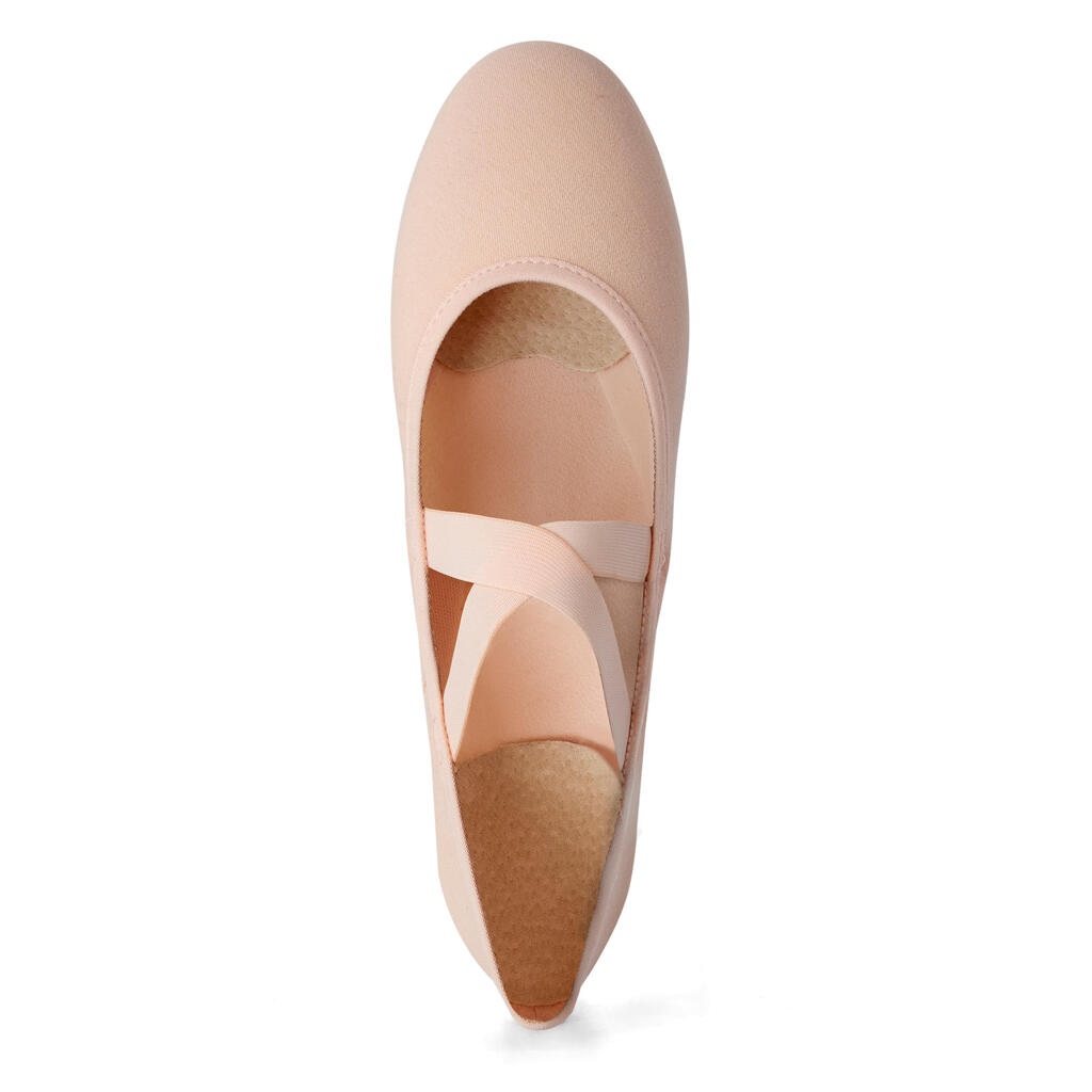 Demi-pointes de danse classique bi-semelles en toile femme, saumon