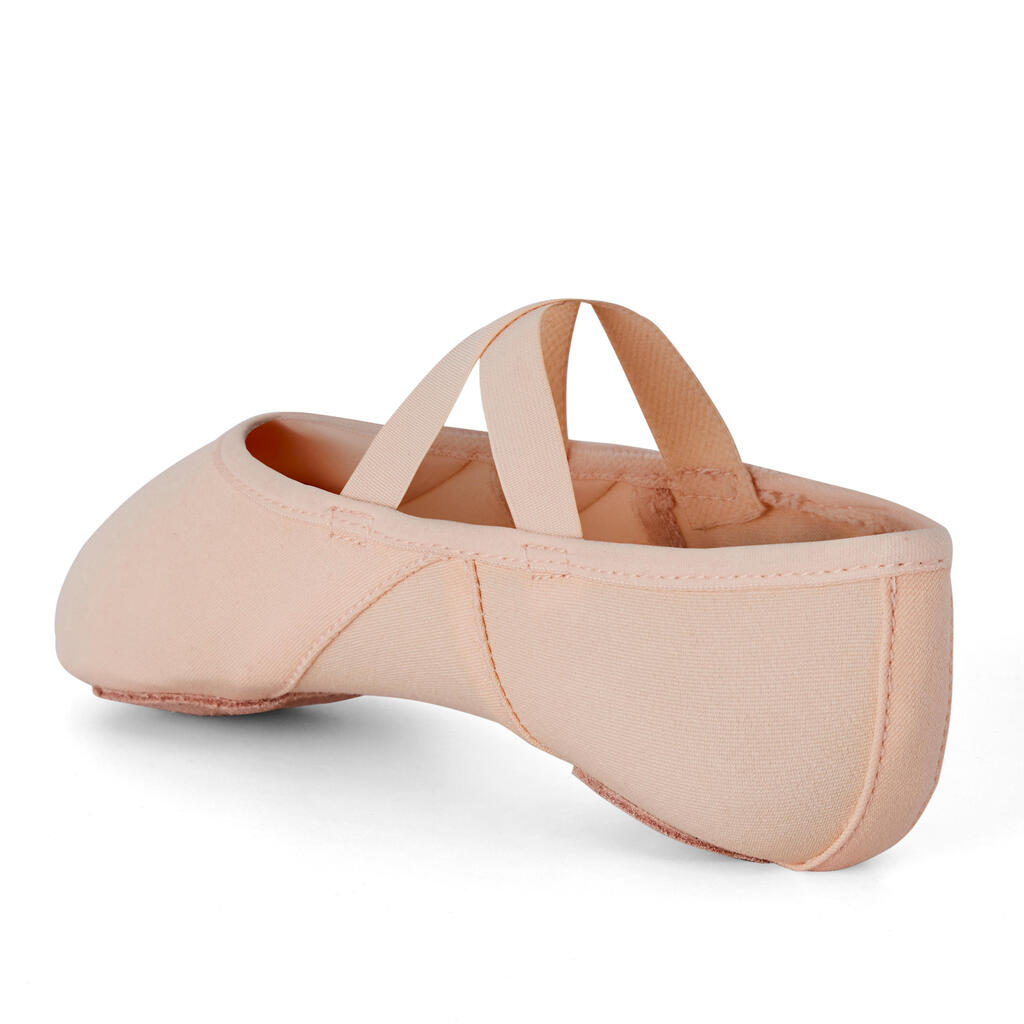Demi-pointes de danse classique bi-semelles en toile femme, saumon