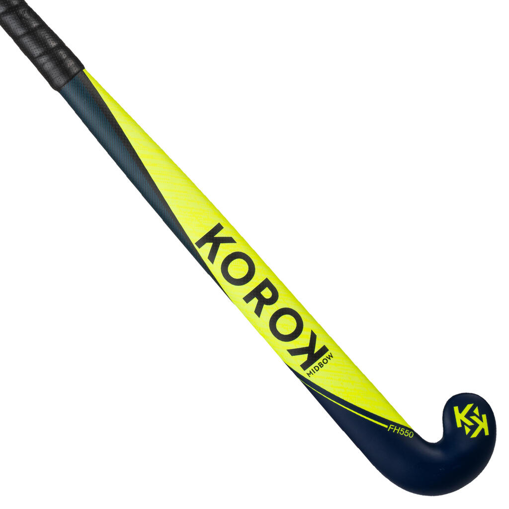 FHST500 Adult Intermediate 50% Carbon Mid Bow Field Hockey Stick - Yellow/Blue