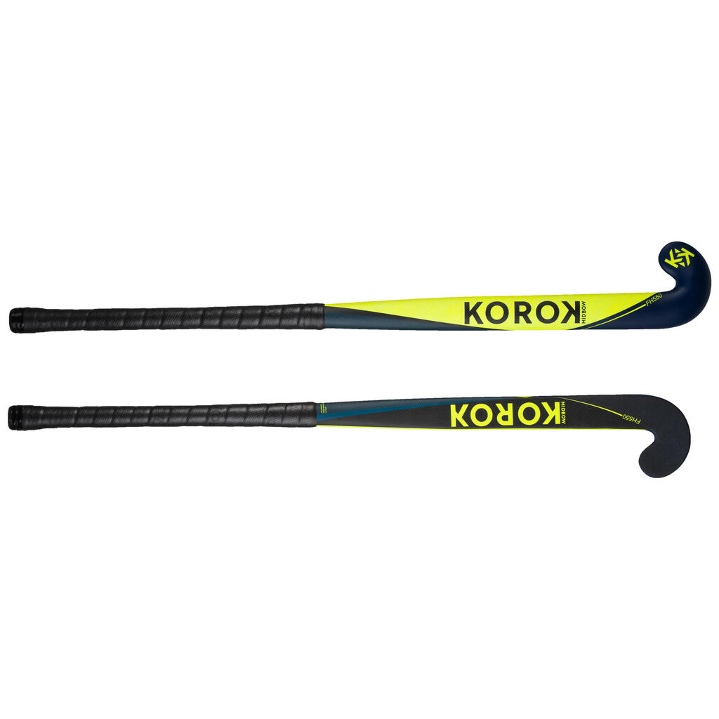 FHST500 Adult Intermediate 50% Carbon Mid Bow Field Hockey Stick - Yellow/Blue