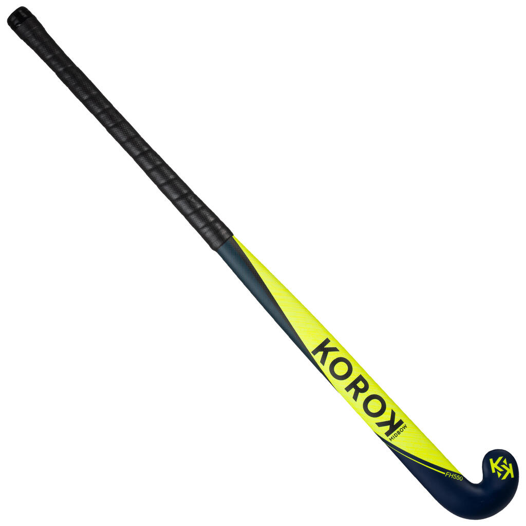 FHST500 Adult Intermediate 50% Carbon Mid Bow Field Hockey Stick - Yellow/Blue