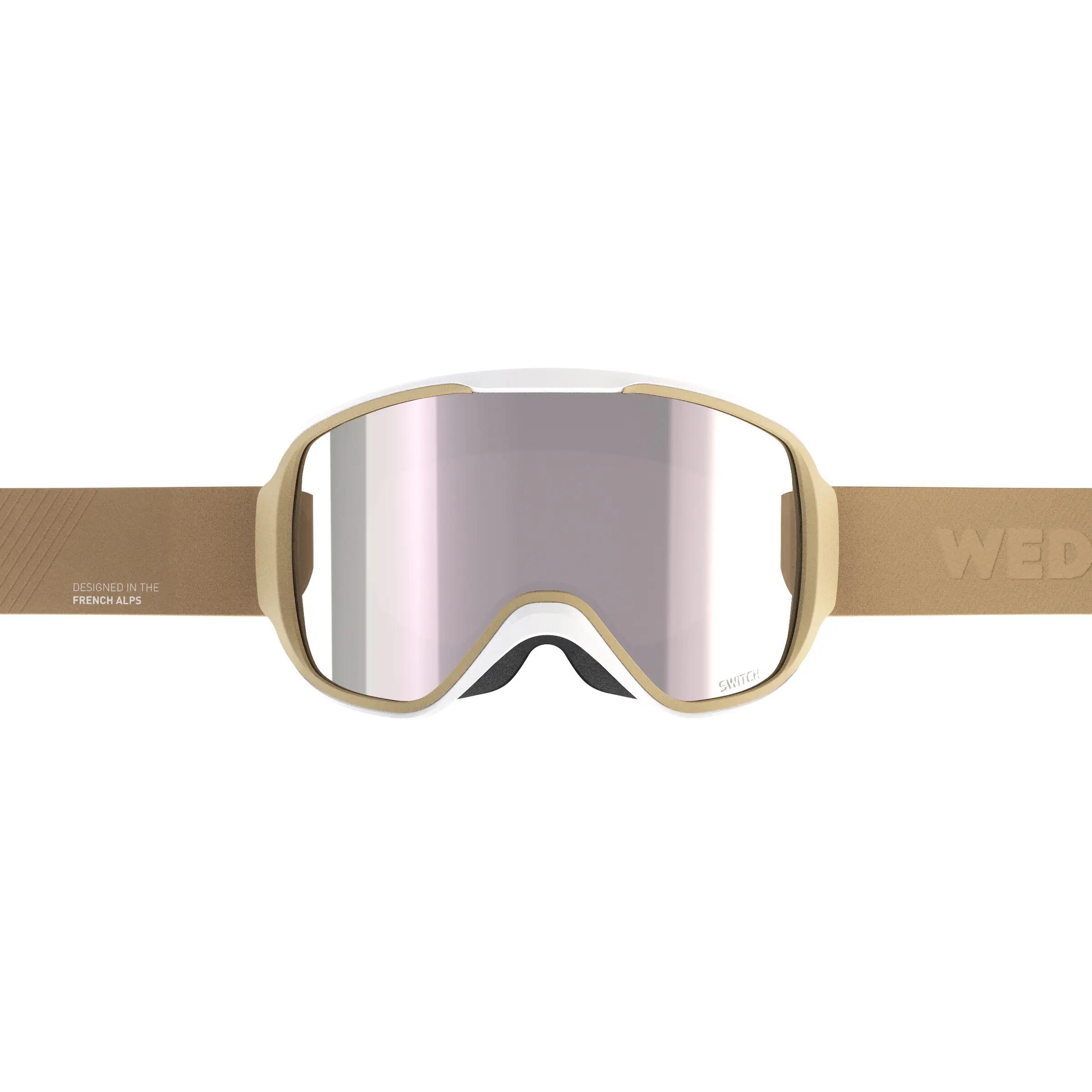 Women and Girl's Skiing and Snowboarding Goggles G 500 All Weather Beige 5/11