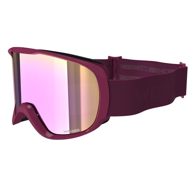 GIRLS’ AND WOMEN’S GOOD WEATHER SKIING AND SNOWBOARDING GOGGLES - G 500 S3 - PURPLE