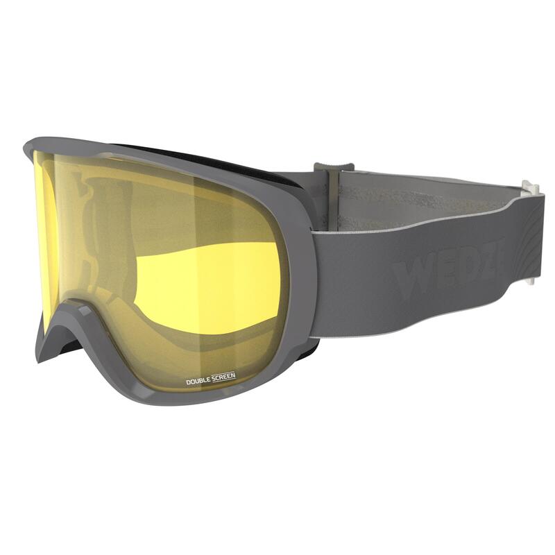 MASQUE DE SKI ET DE SNOWBOARD ENFANT ET ADULTE G 500 MAUVAIS TEMPS GRIS