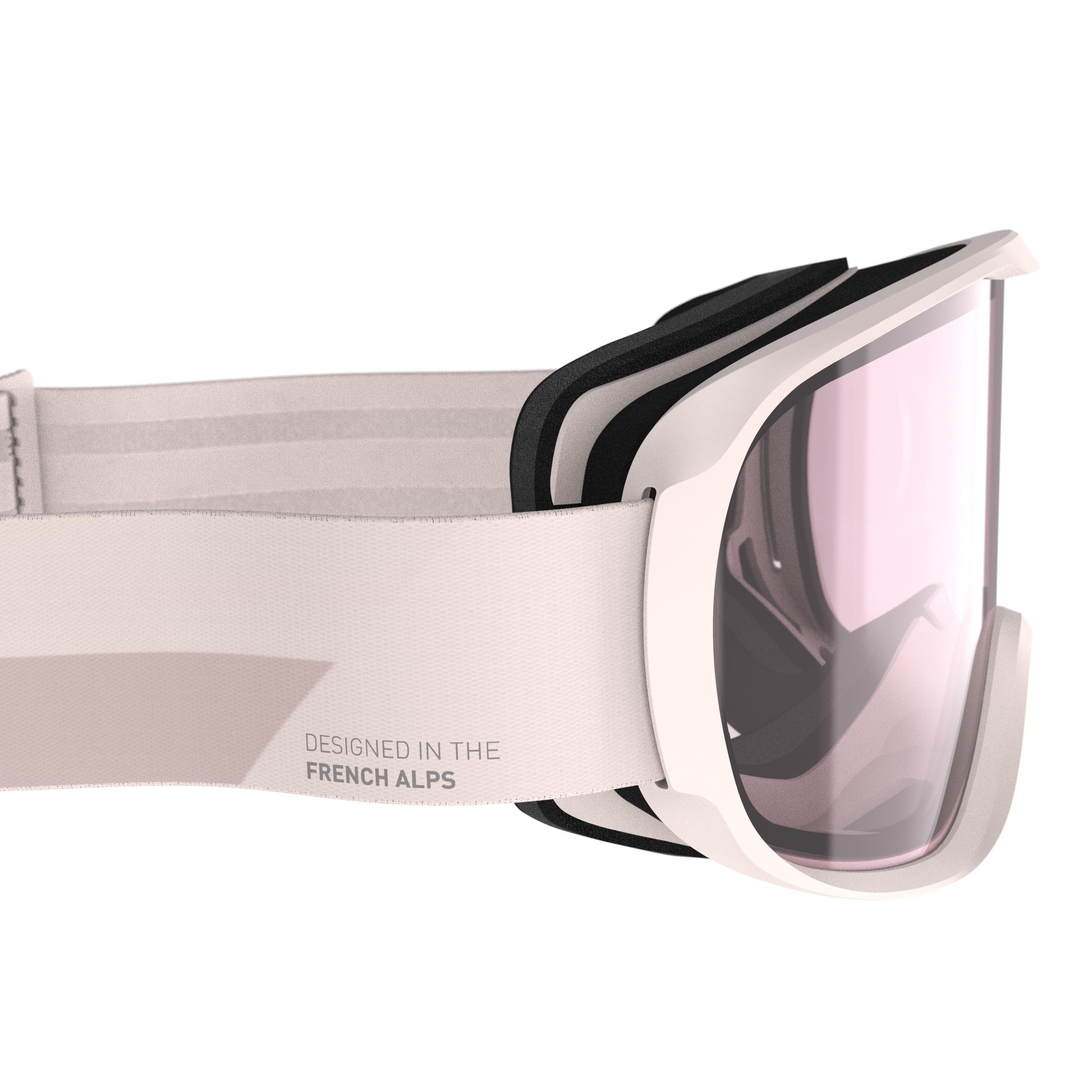 Women and Girl's Skiing and Snowboarding Goggles G 500 All Weather Pink 5/7
