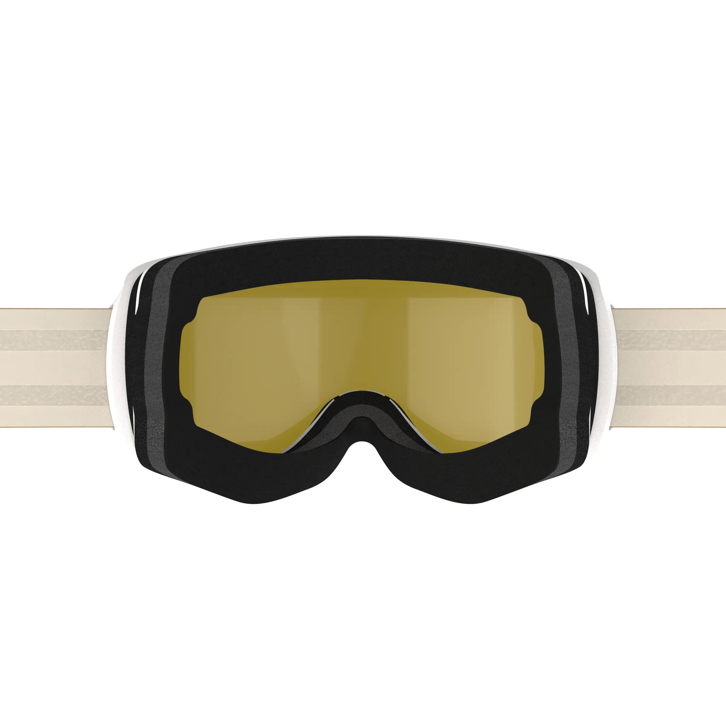 Women and Girl's Skiing and Snowboarding Goggles G 500 All Weather Beige 6/11