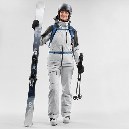 Куртка лыжная для фрирайда женская серая JKT SKI FR100