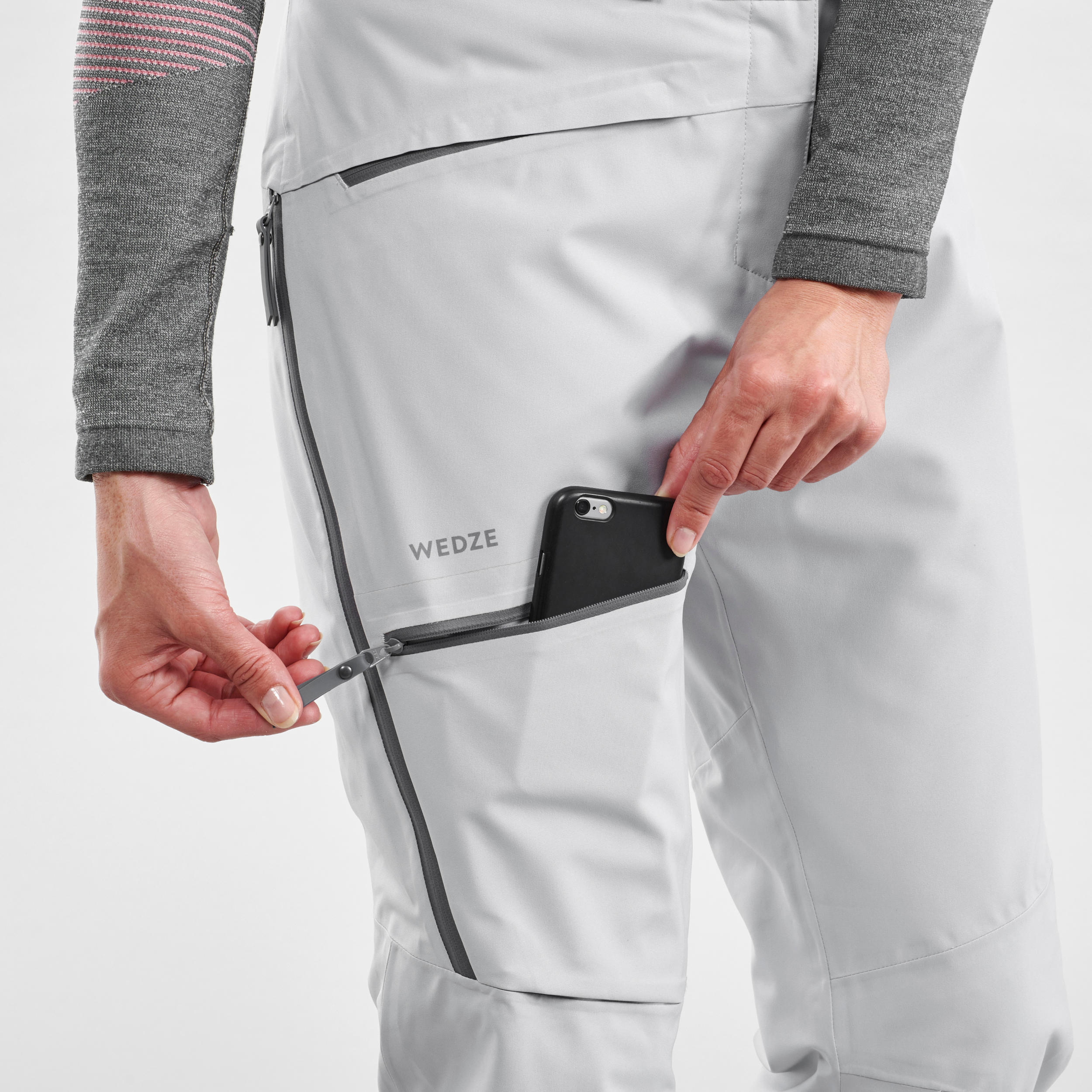 Women’s Freeriding ski trousers FR500 - Grey 10/19
