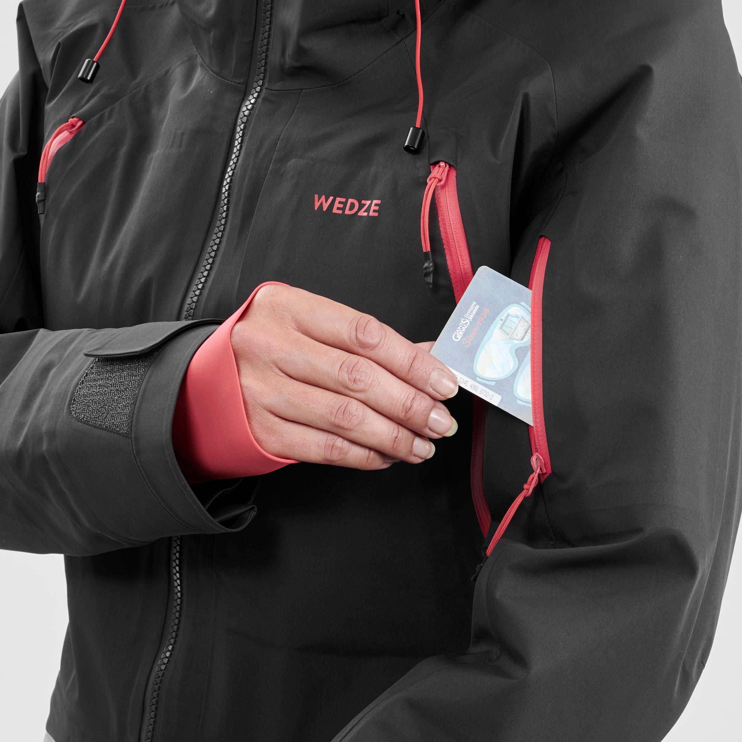 Ski-jas voor dames Freeride FR900 zwart/roze 7/33
