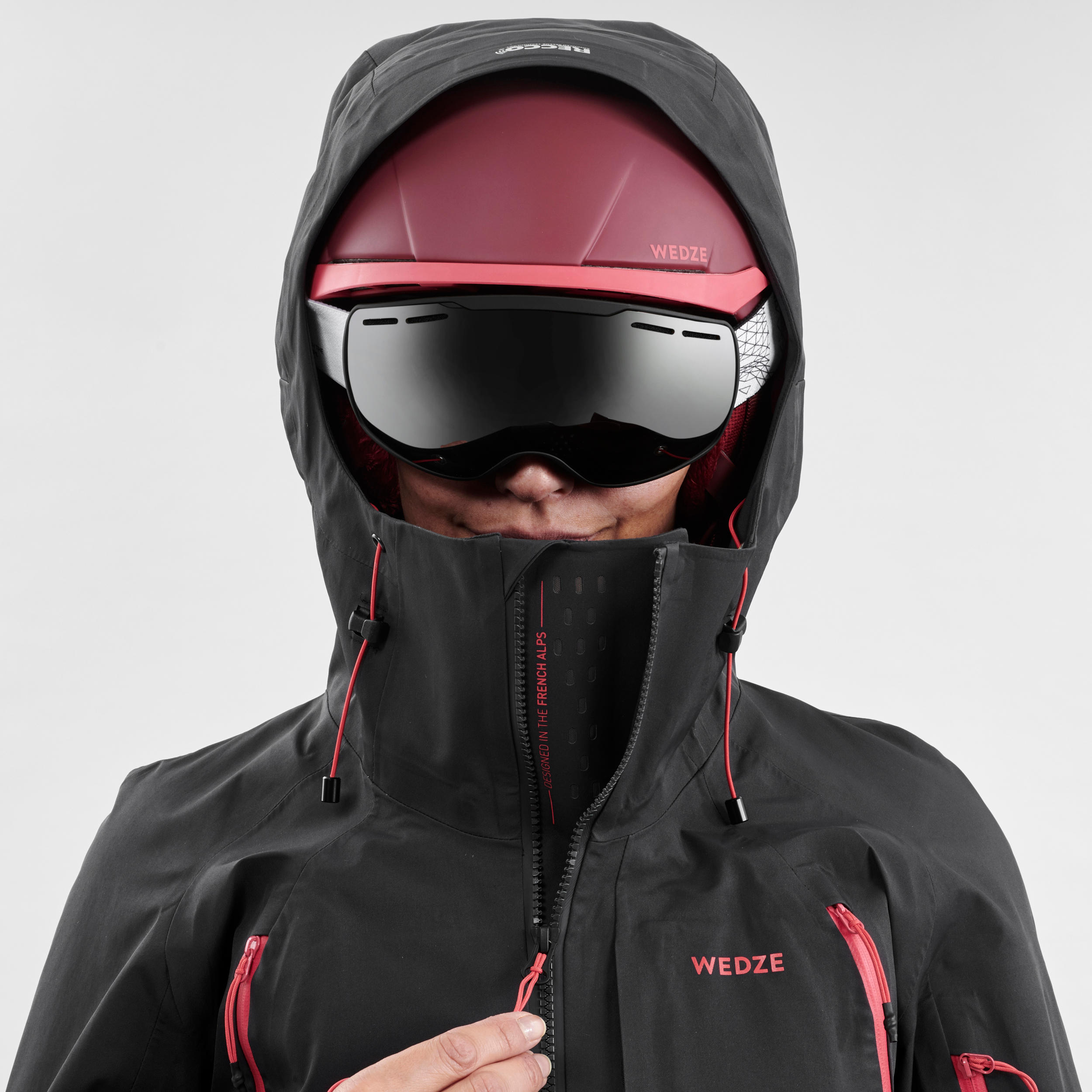 Ski-jas voor dames Freeride FR900 zwart/roze 12/33