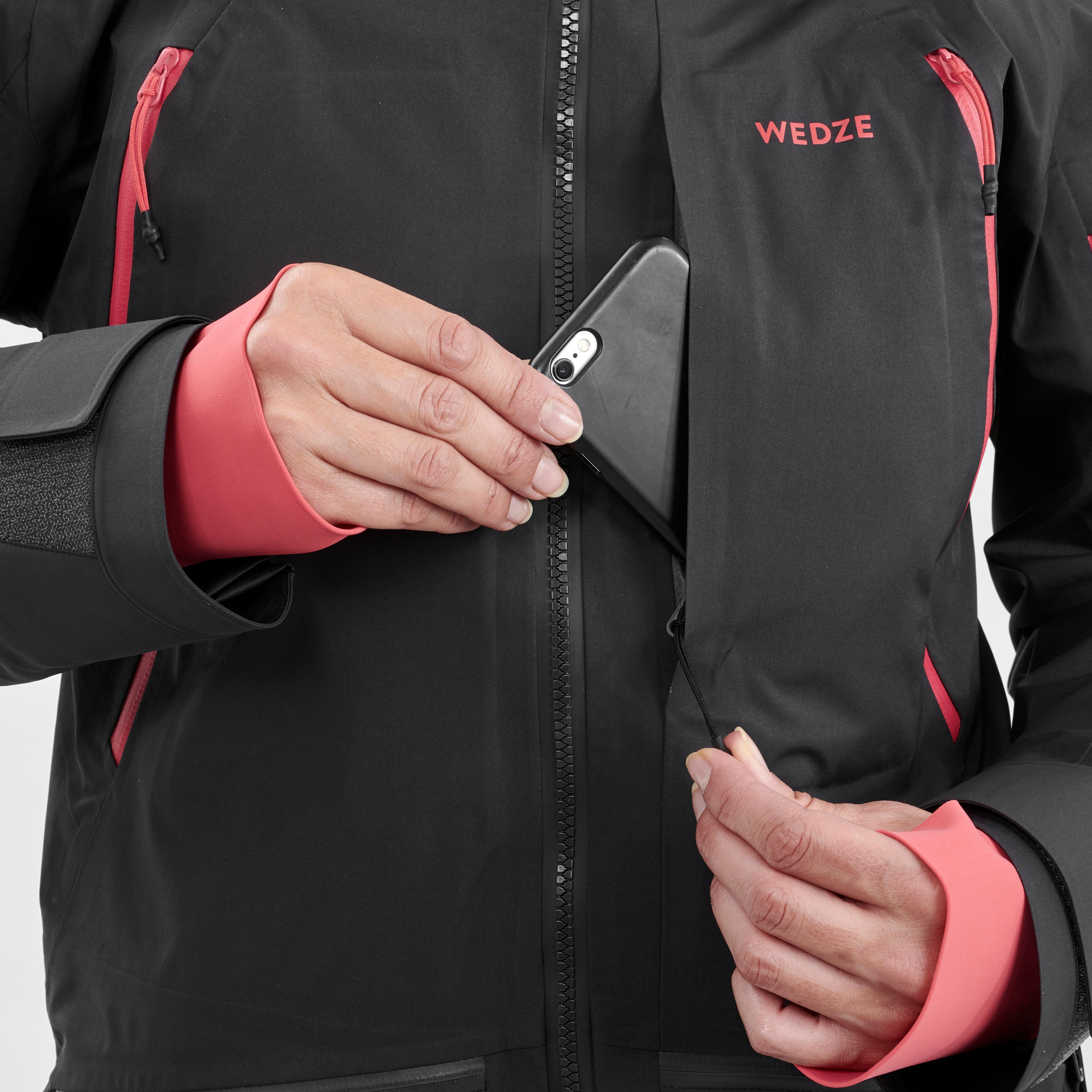 Ski-jas voor dames Freeride FR900 zwart/roze 20/33