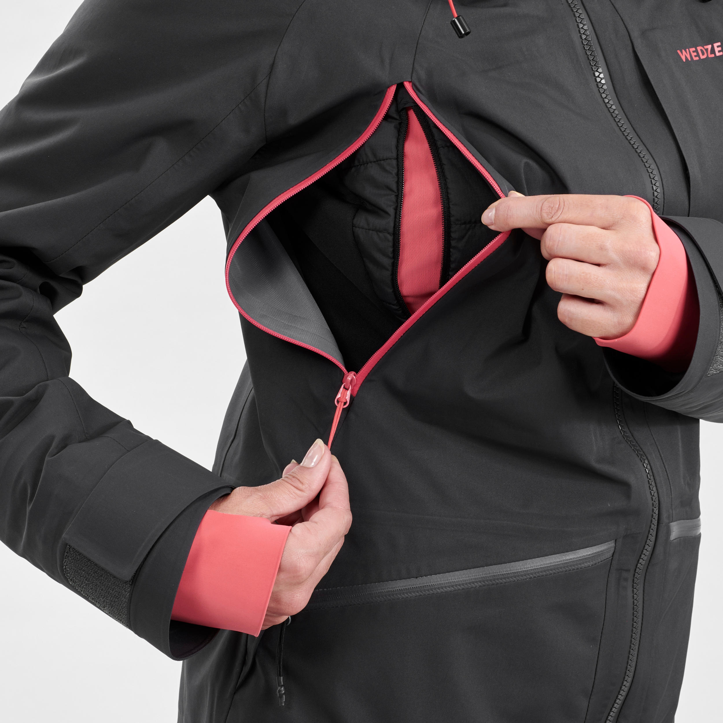 Ski-jas voor dames Freeride FR900 zwart/roze 8/33