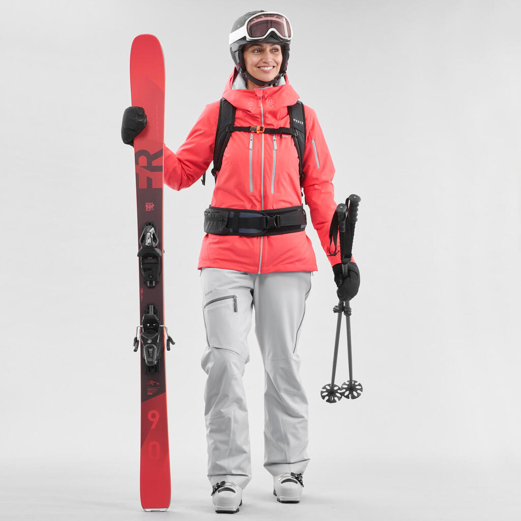 Dámske lyžiarske nohavice FR500 na freeride sivé