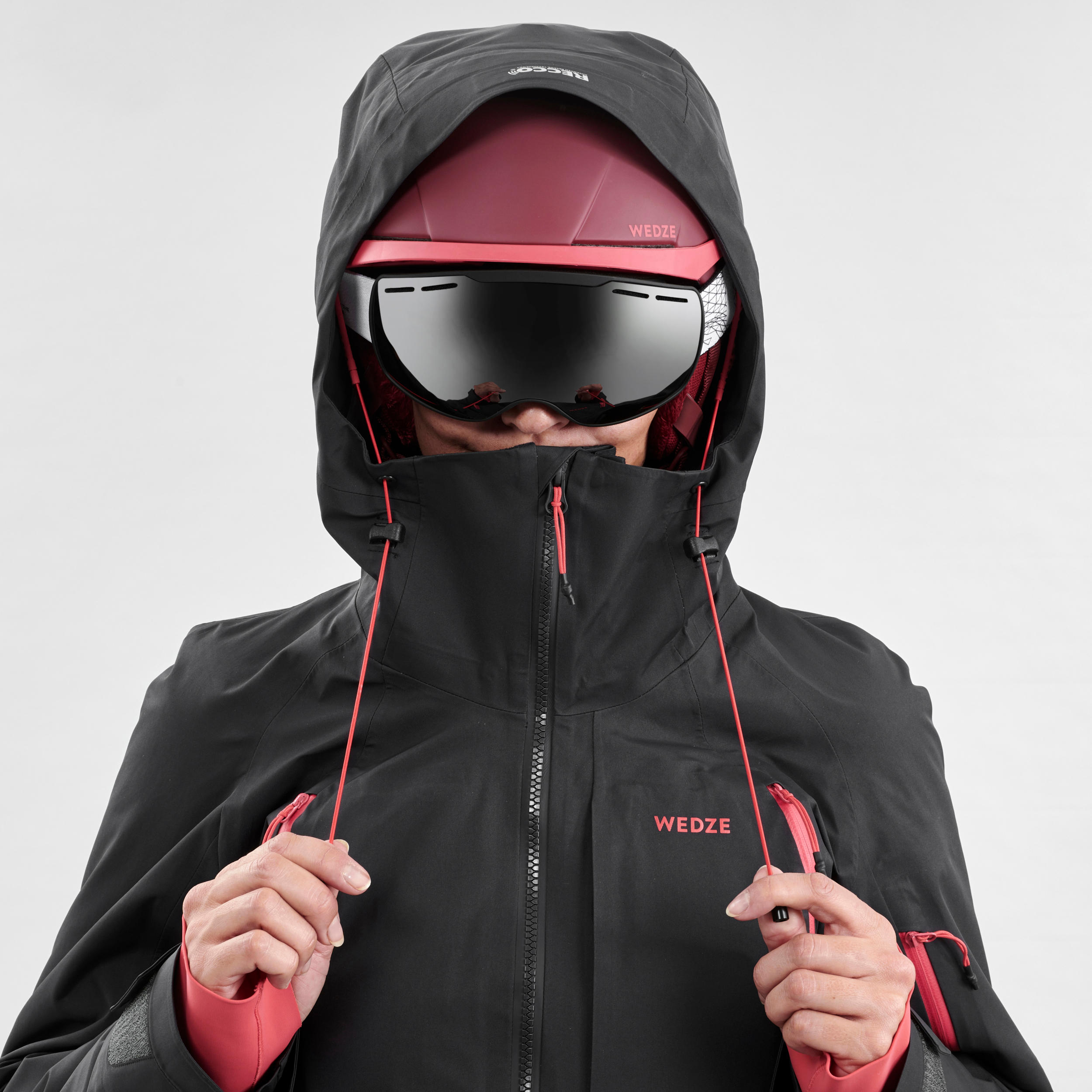 Ski-jas voor dames Freeride FR900 zwart/roze 13/33