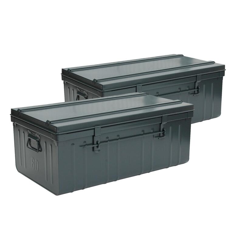 Set 2 cutii metal echitație 75L / 95L Gri 