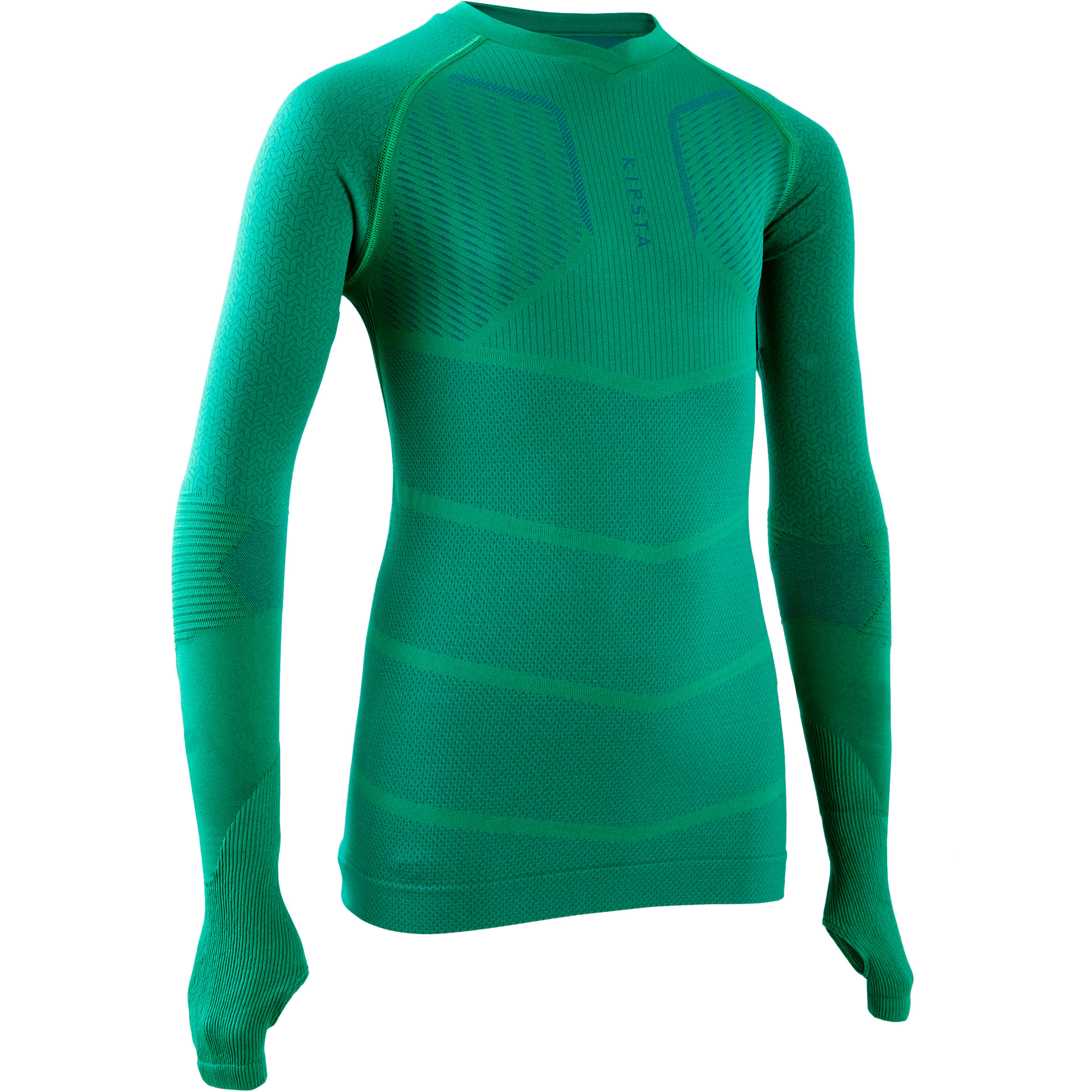 Bluză termică Keepdry 500 fotbal verde copii decathlon.ro  Accesorii si imbracaminte termica juniori
