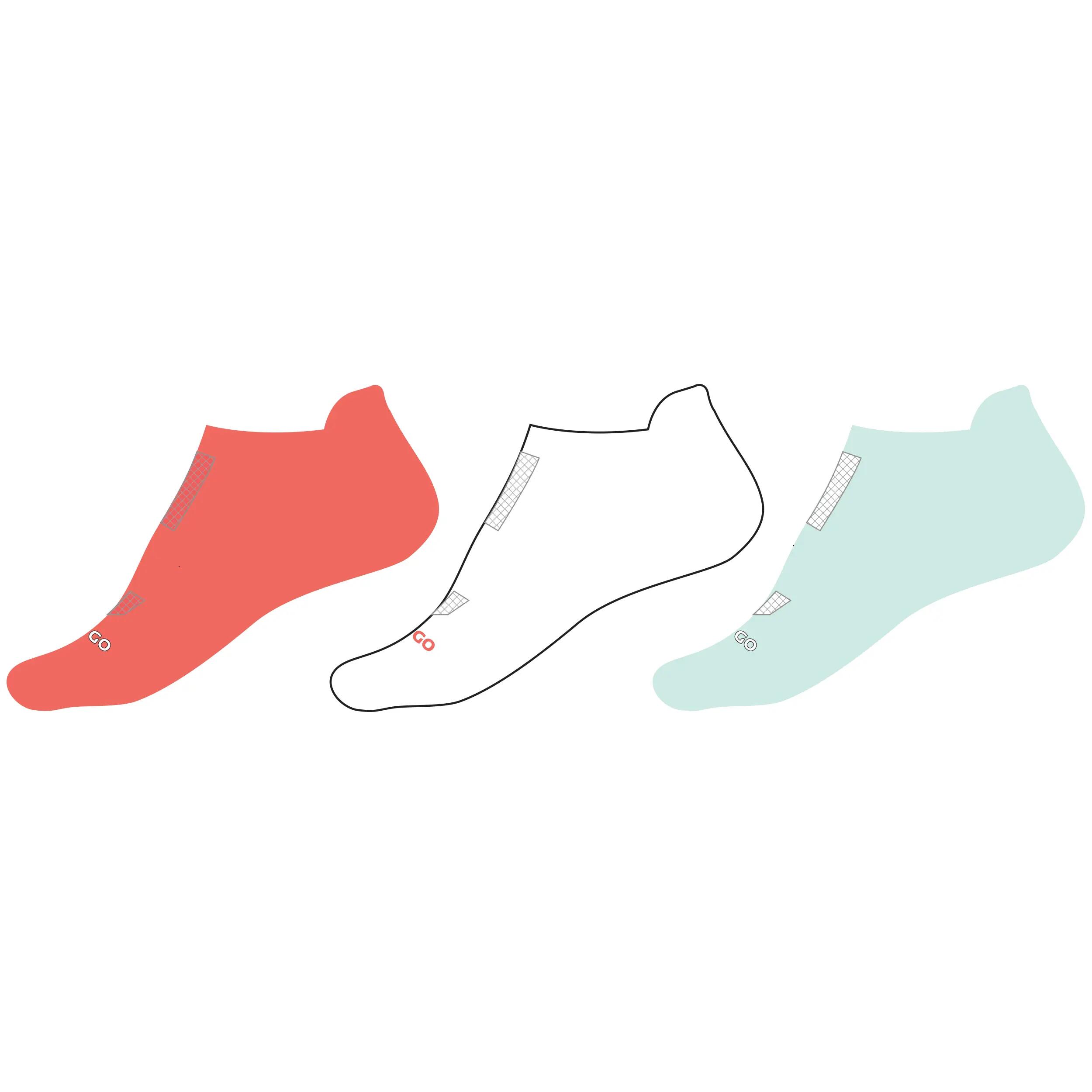 Low Tennis Socks RS 500 Tri-Pack - White/Green 27/40