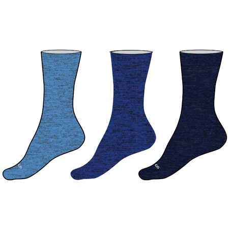 Kids' High Tennis Socks Tri-Pack RS 160 - Heathered Blue