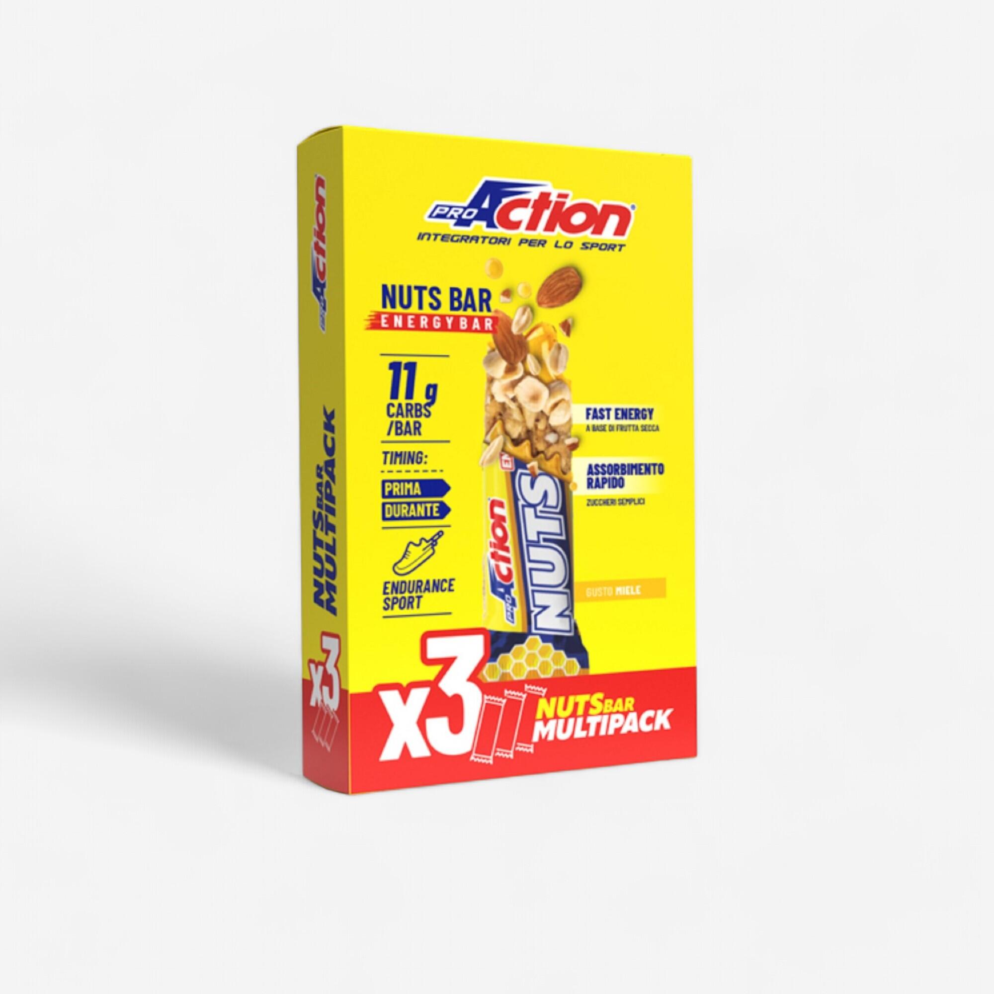 PROACTION Barretta Nuts bar Frutta secca e miele senza olio di palma pack da  3x30g