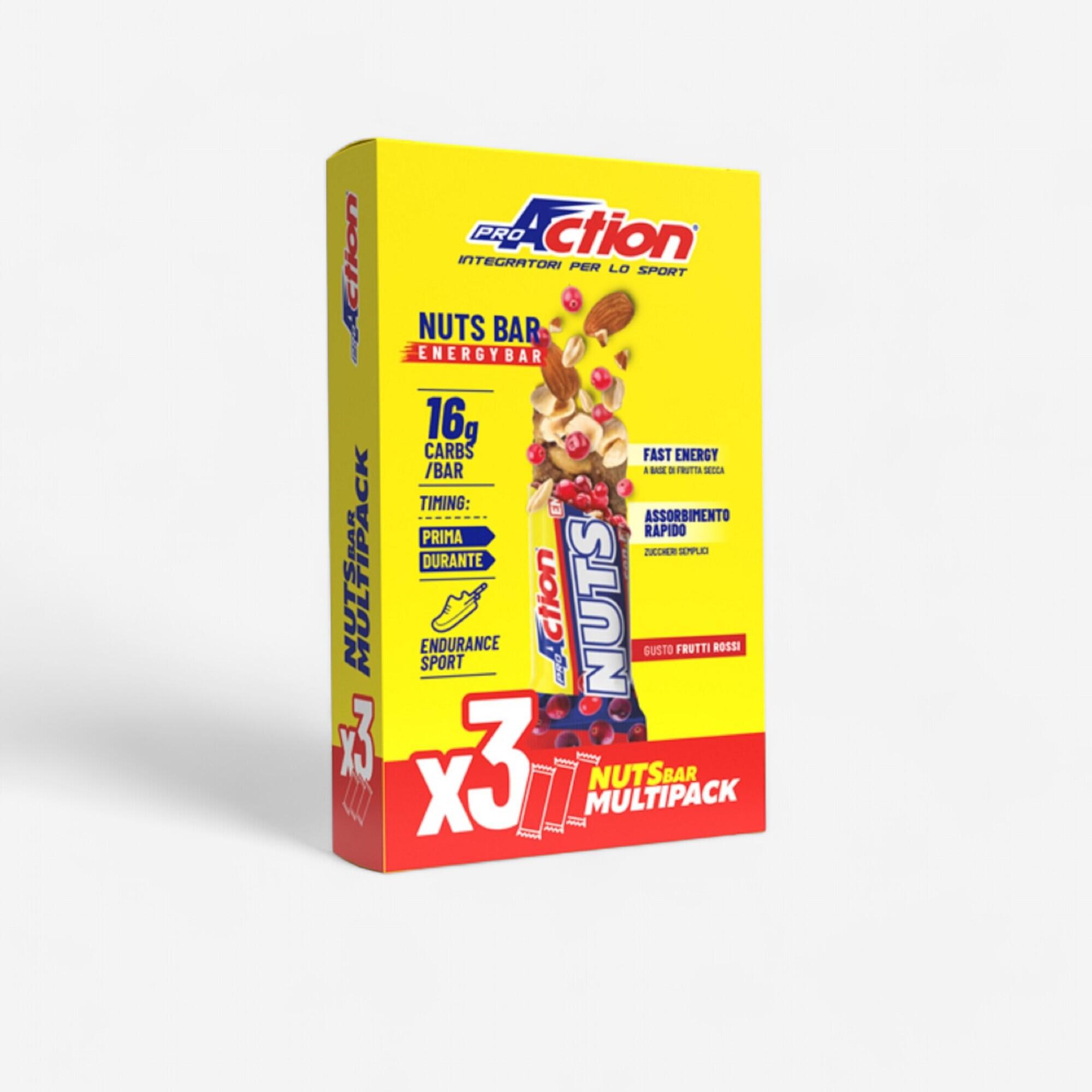 PROACTION Barretta Nuts bar Frutta secca e frutta senza olio di palma pack da  3x30g