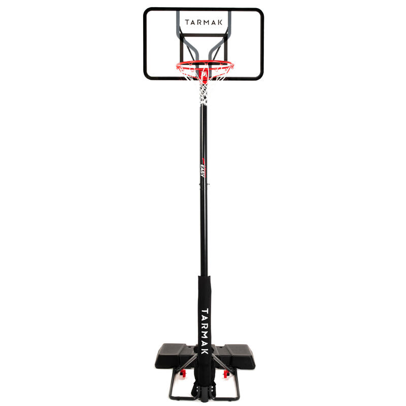Basketbalpaal kinderen/volwassenen B100 Easy polycarbonaat Zonder gereedschap verstelbaar.
