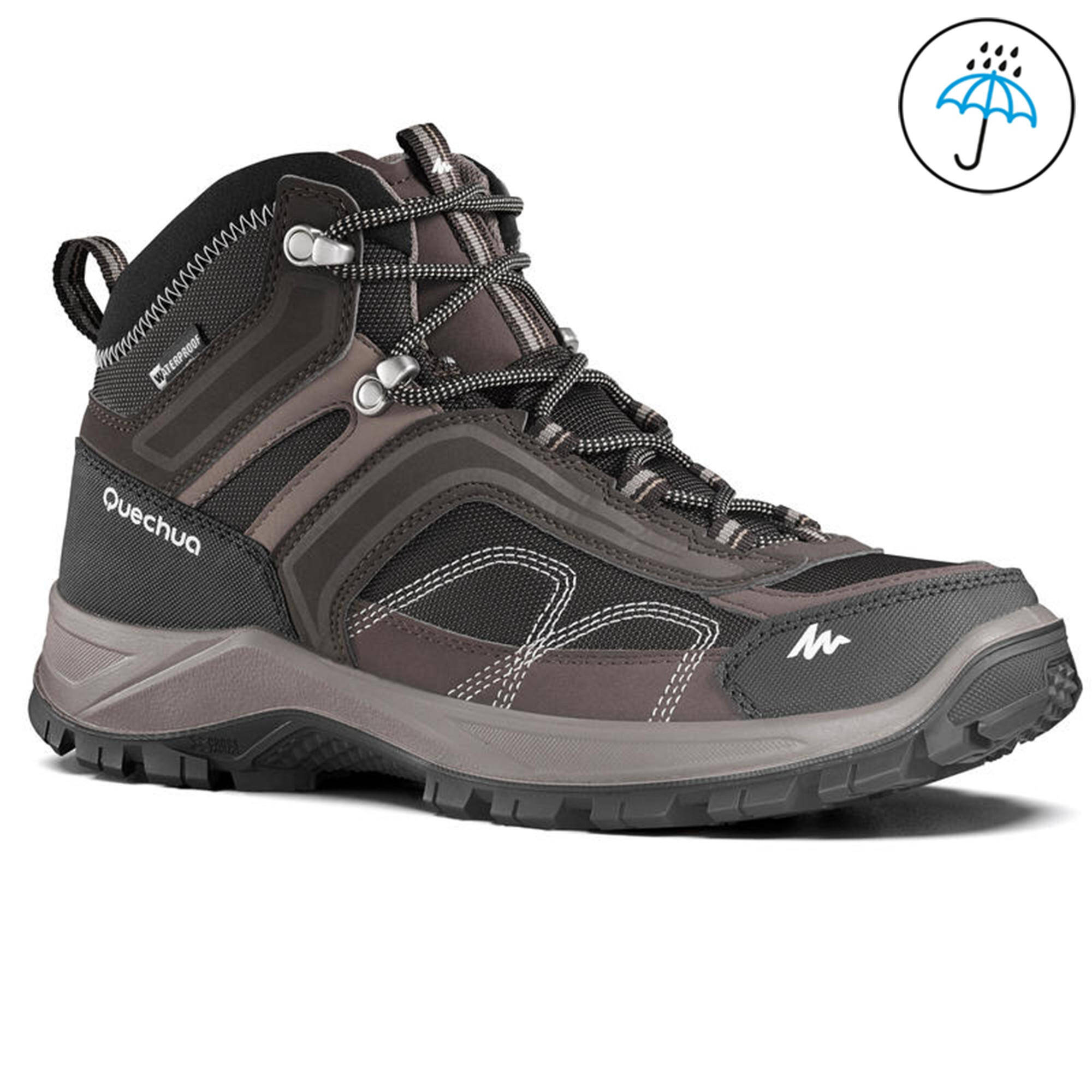 Men’s Hiking Shoes (Mid Ankle) MH100 Waterproof - Brown -  1