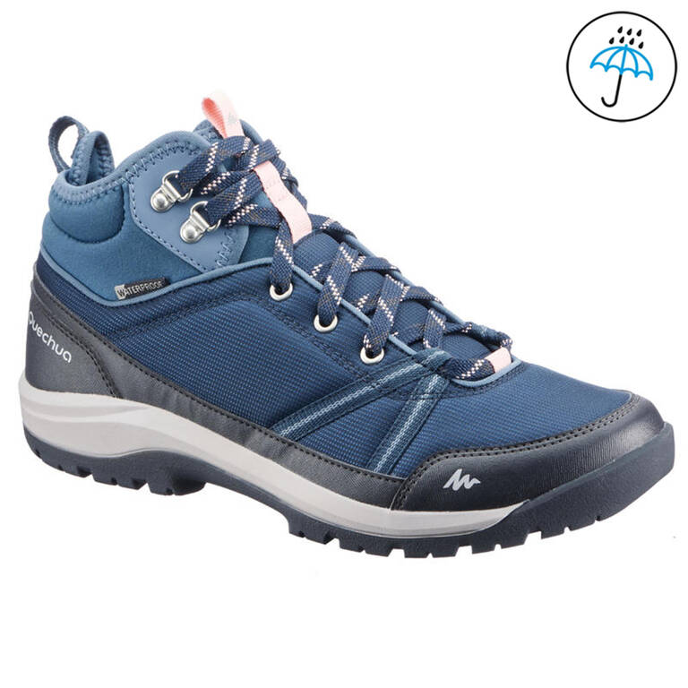 Women Waterproof Hiking Boots - NH150 Mid Blue Grey