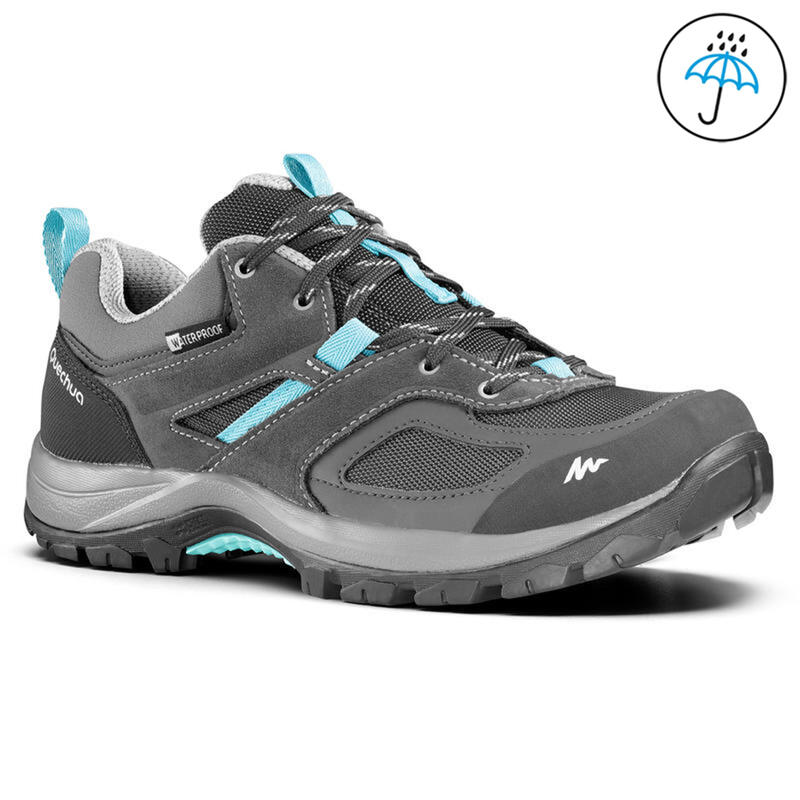 Women’s Waterproof Mountain Walking Shoes - MH100 - Grey/Blue