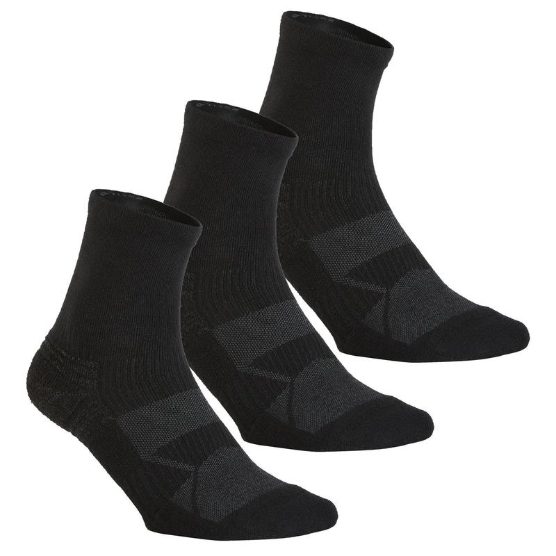 Chaussettes marche sportive/nordique WS 100 Mid noir 3 paires