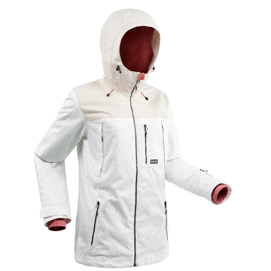 Women Snowboard And Ski Jacket SNB JKT 500 AO-White