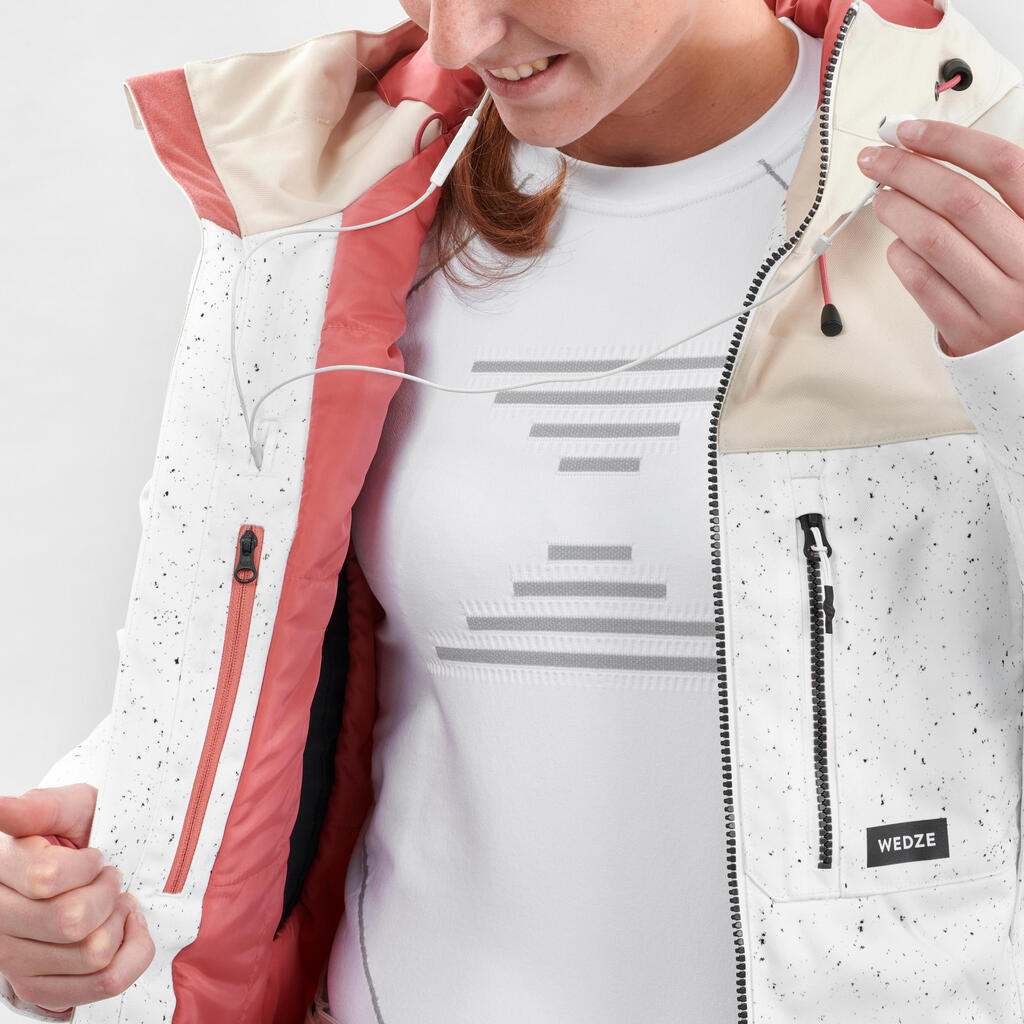 Women Snowboard And Ski Jacket SNB JKT 500 AO-White