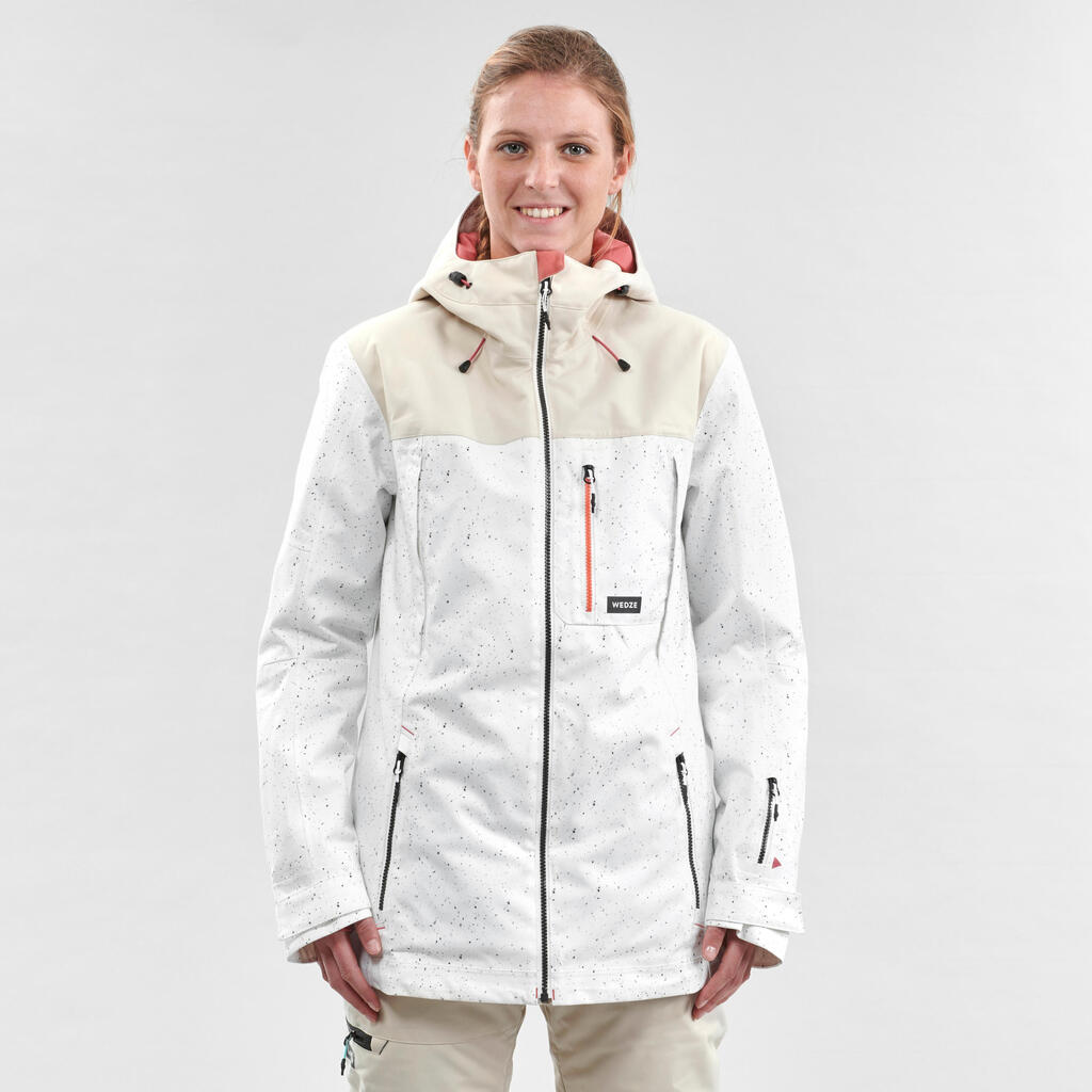 Women Snowboard And Ski Jacket SNB JKT 500 AO-White