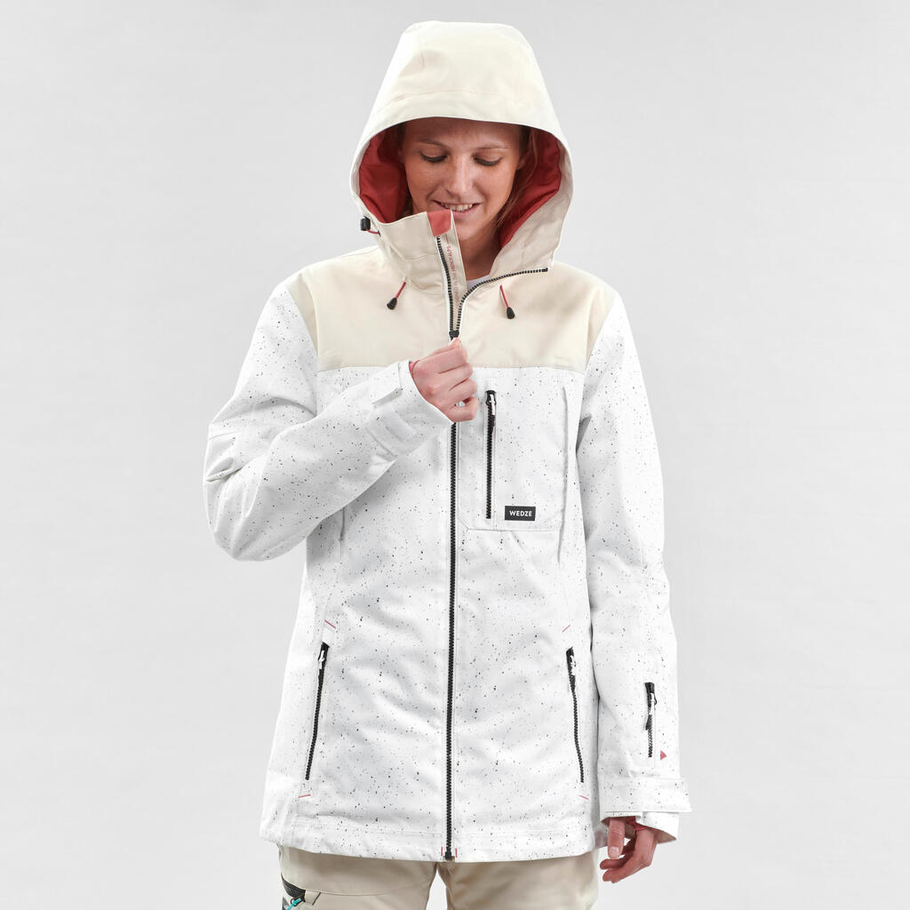 Snowboardjacke Skijacke SNB 500 Damen weiss