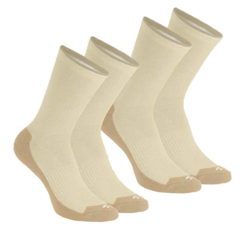 Country walking socks - NH100 High - X2 pairs - beige