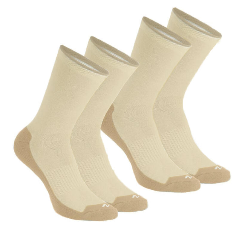 Chaussettes randonnée nature beige - NH100 High - X 2 paires