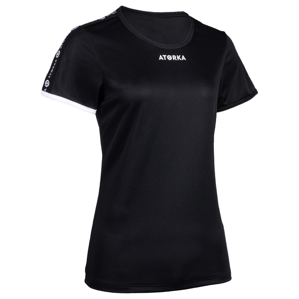 H100C Women's Short-Sleeved Handball Jersey - Black