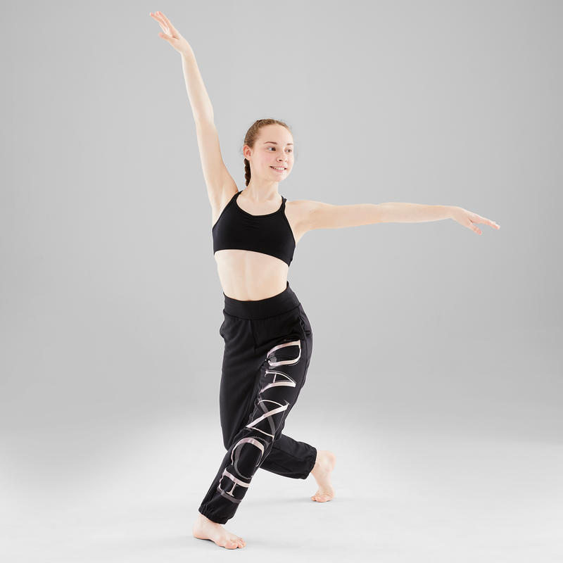 Soutien-gorge de danse moderne fille à bretelles croisées noire Soutien-gorge de danse moderne fille à bretelles croisées noire