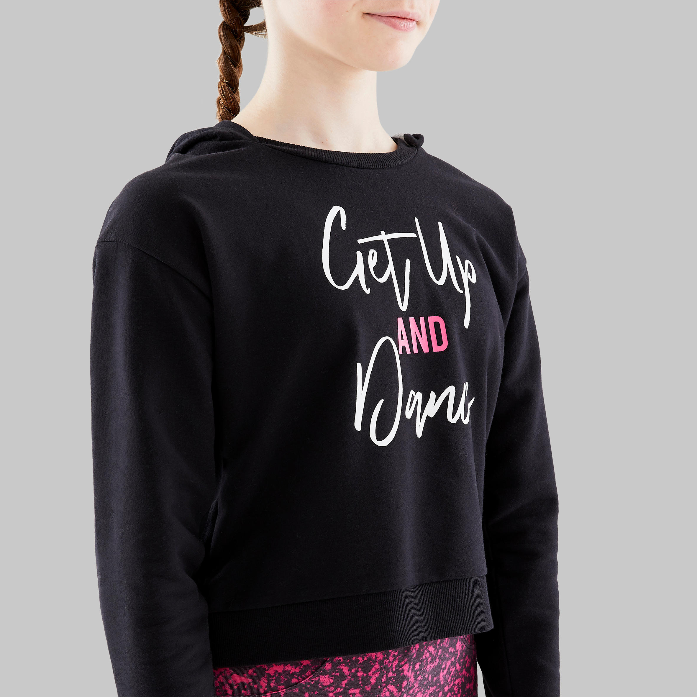 Girls' Hooded Modern Dance Sweatshirt - Black 7/15