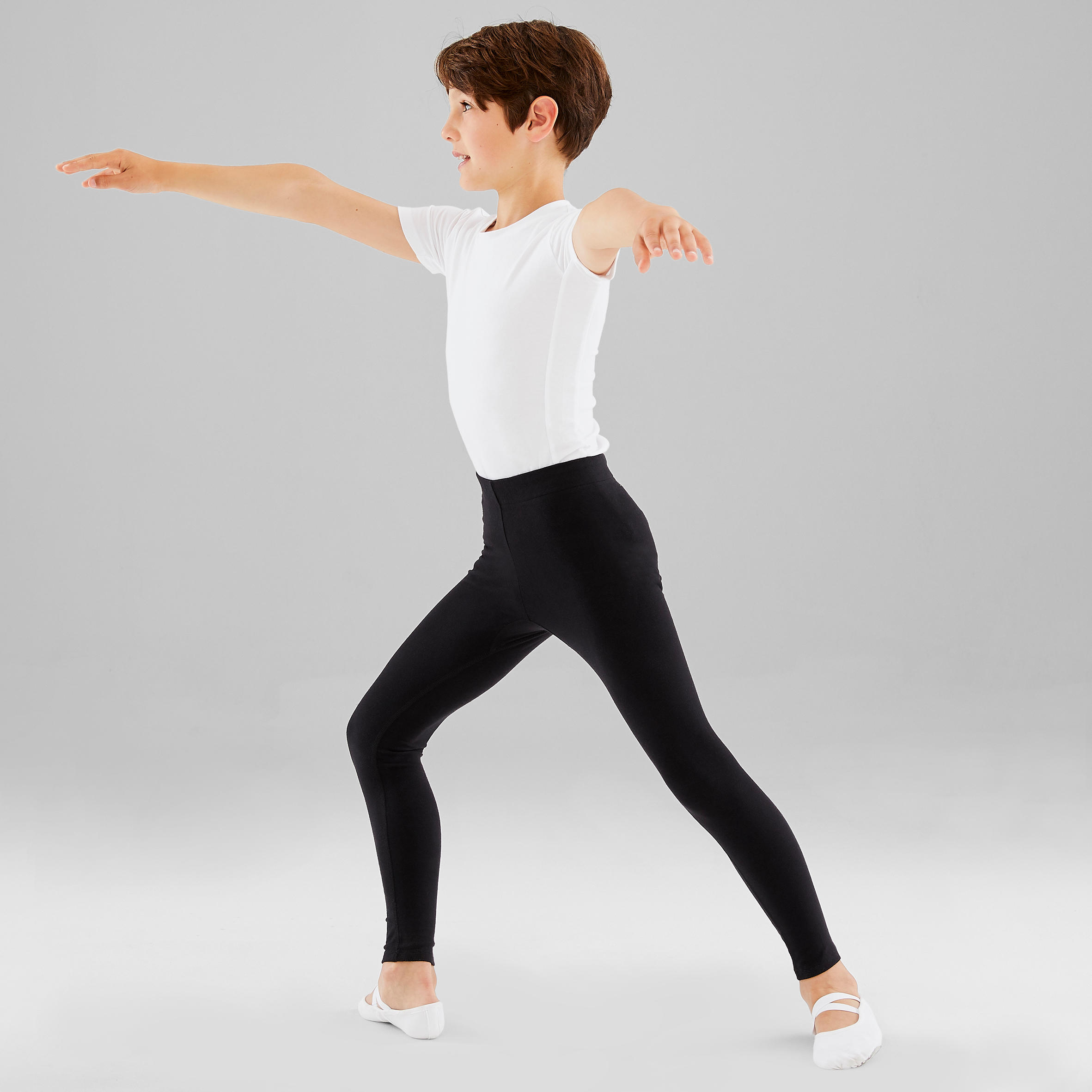 T-shirt danse classique blanc manches courtes garçon 12/18