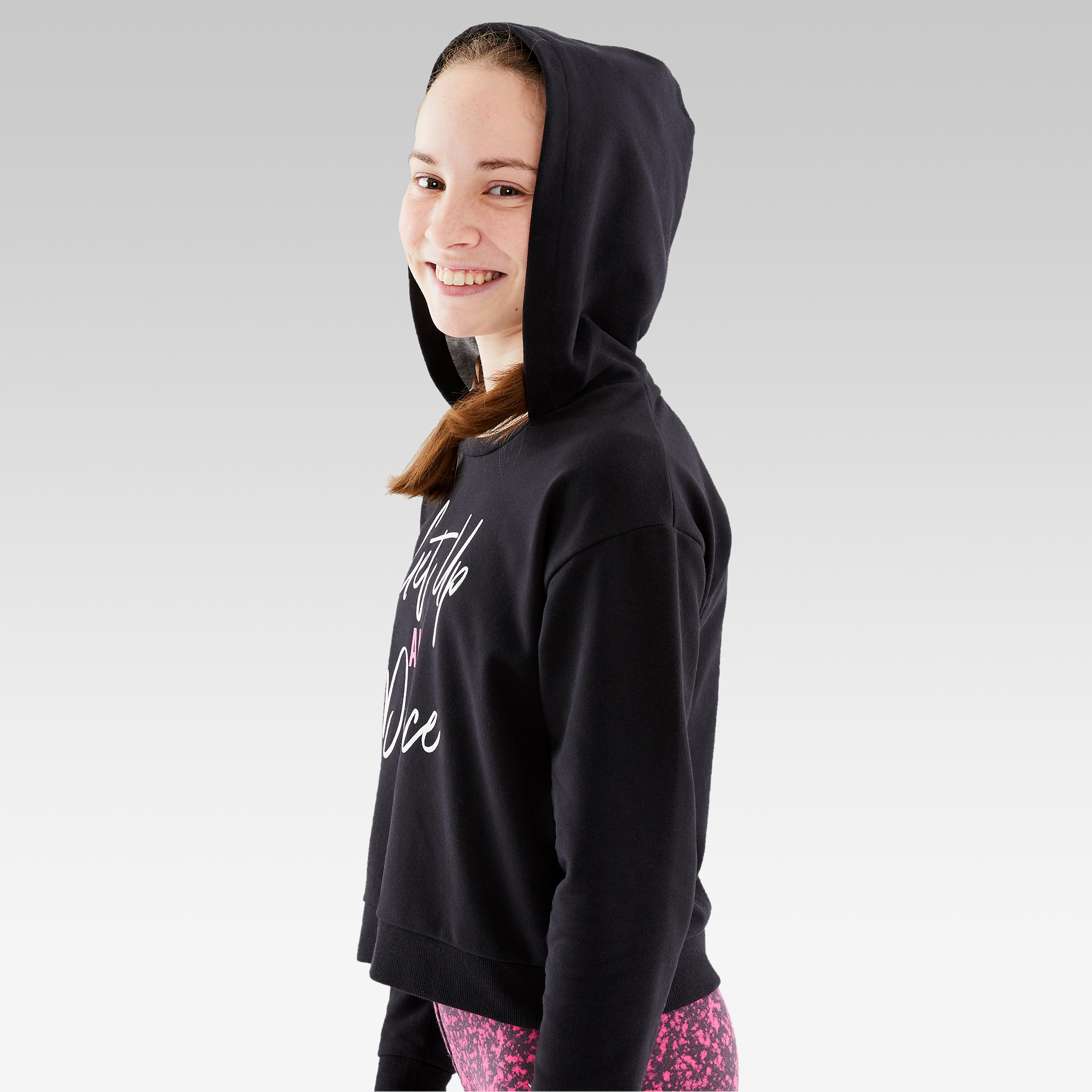Girls' Hooded Modern Dance Sweatshirt - Black 10/15