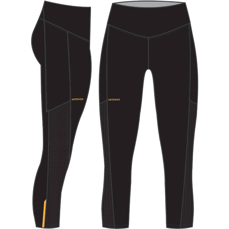 Women's Tennis Quick-Dry Cropped Leggings Hip Ball - Black