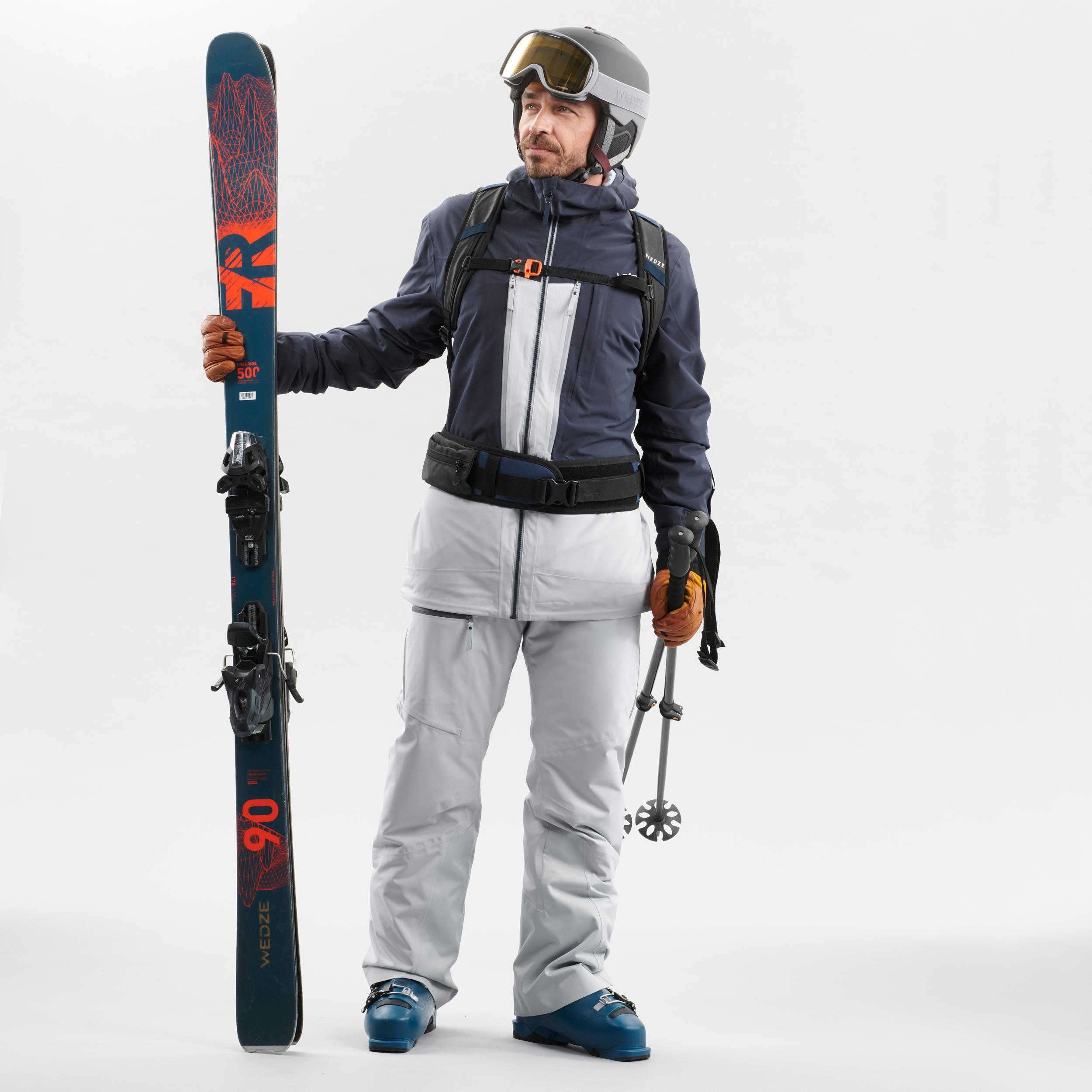 Pánská lyžařská bunda na freeride FR500 šedá 3/26