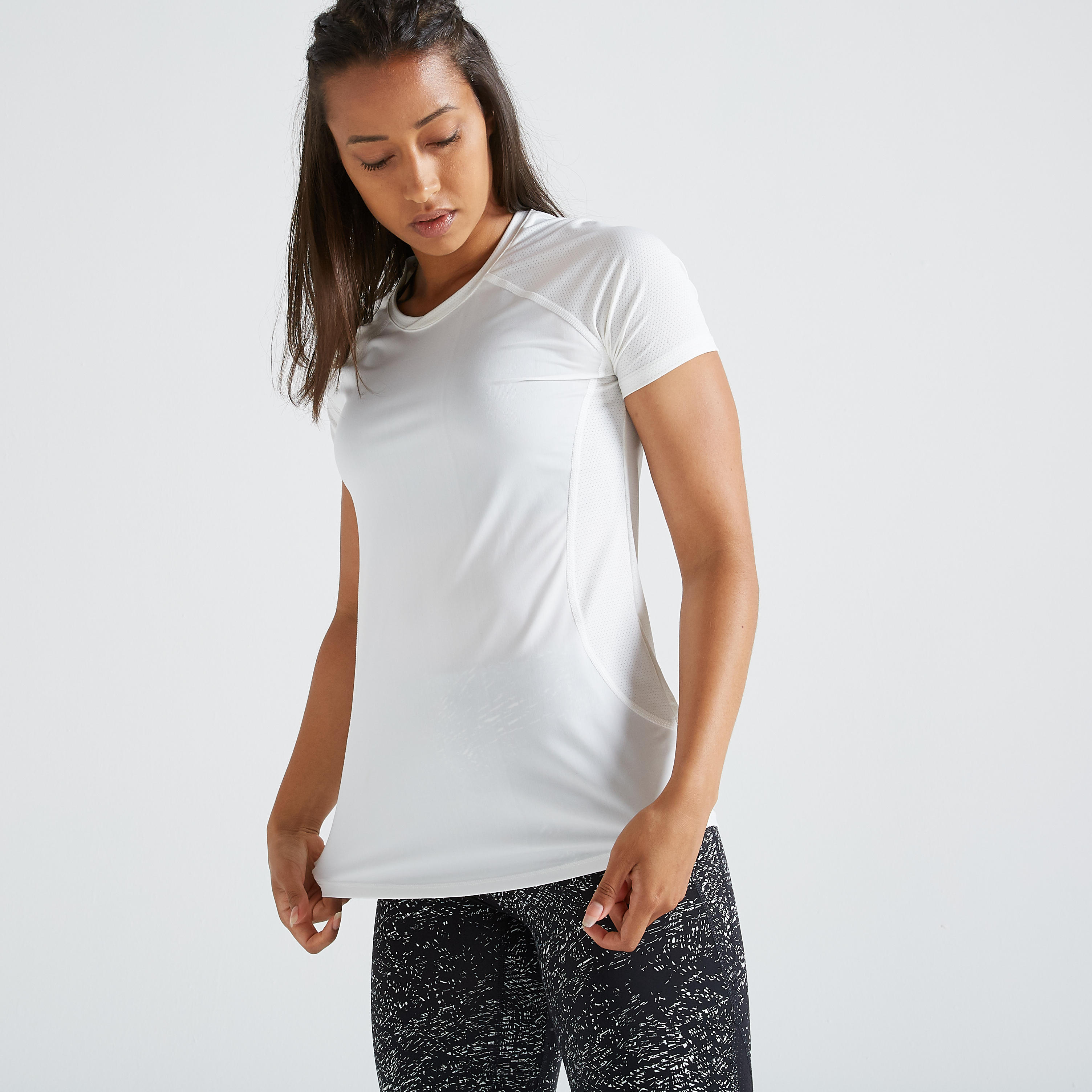 T shirt cintre Fitness blanc Decathlon