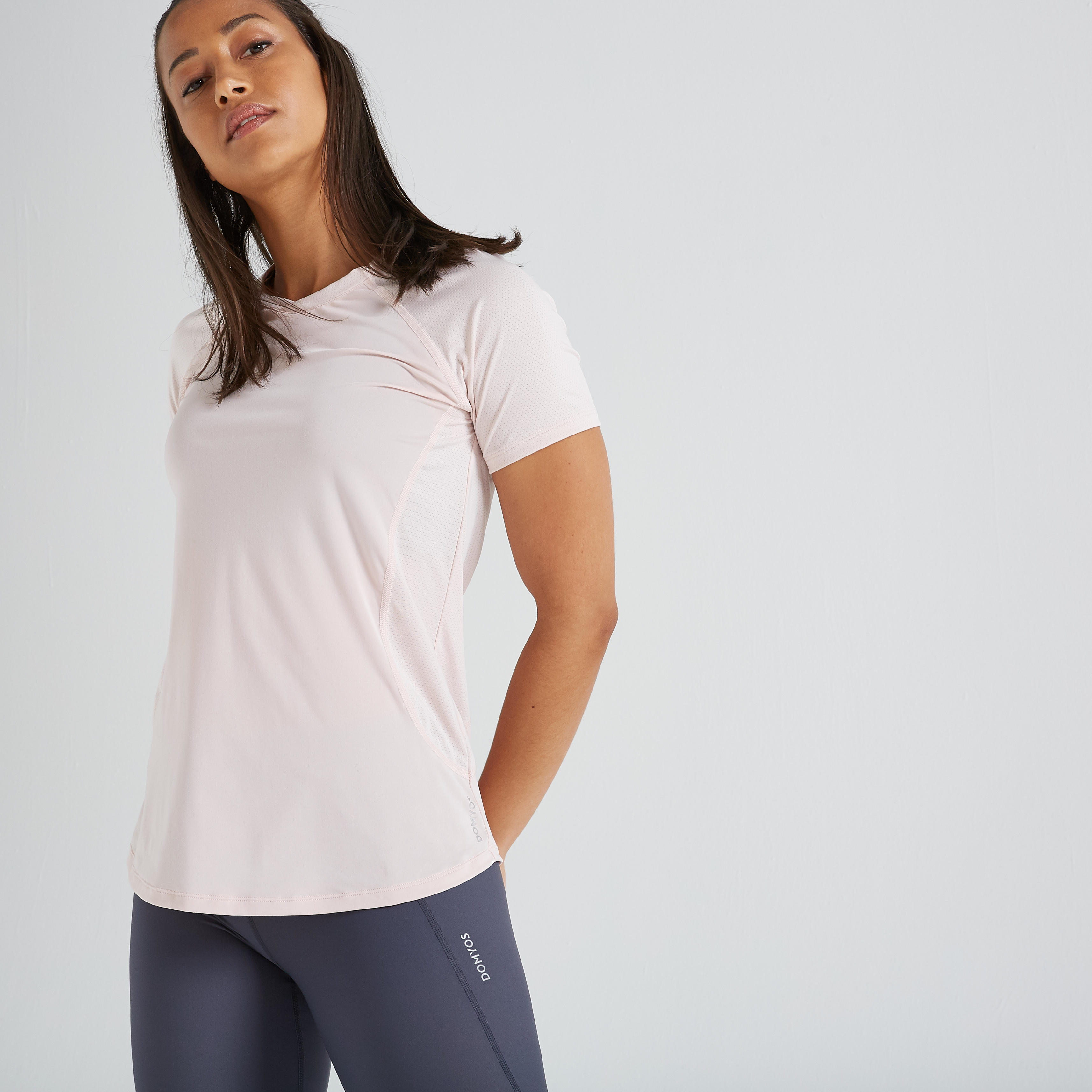 

500 Women's Fitness Cardio Training T-Shirt - Pale Pink -  By DOMYOS | Decathlon