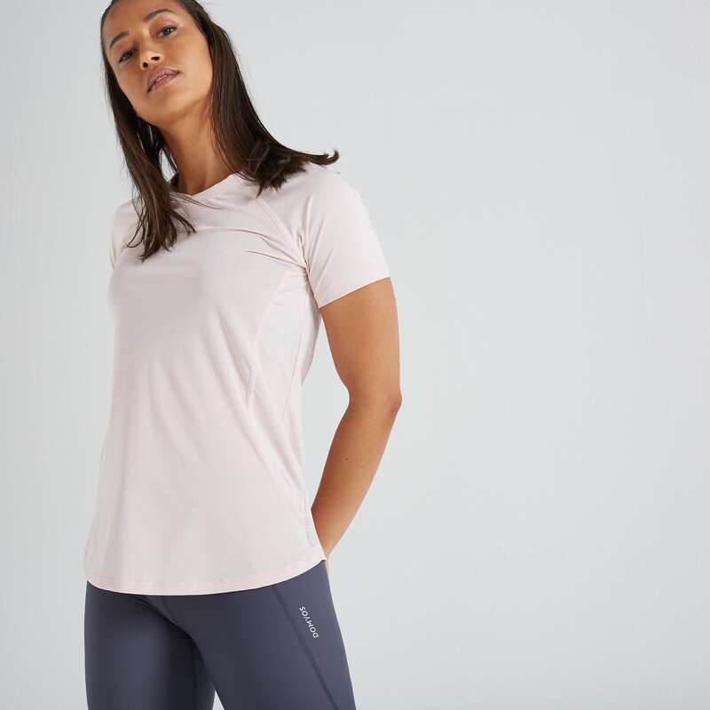 FITNESS CARDIO CONFIRMED WOMAN CLOTHING Fitness and Gym - FTS 500 T-Shirt - Pale Pink DOMYOS - Fitness and Gym
