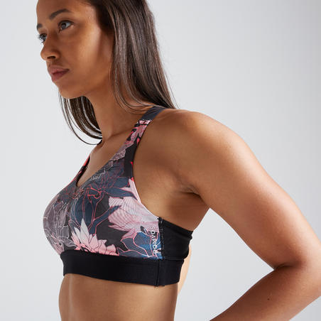 Brassière fitness cardio training femme imprimée floral 500