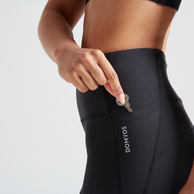 Corrigerende dameslegging voor cardiofitness hoge taille zwart